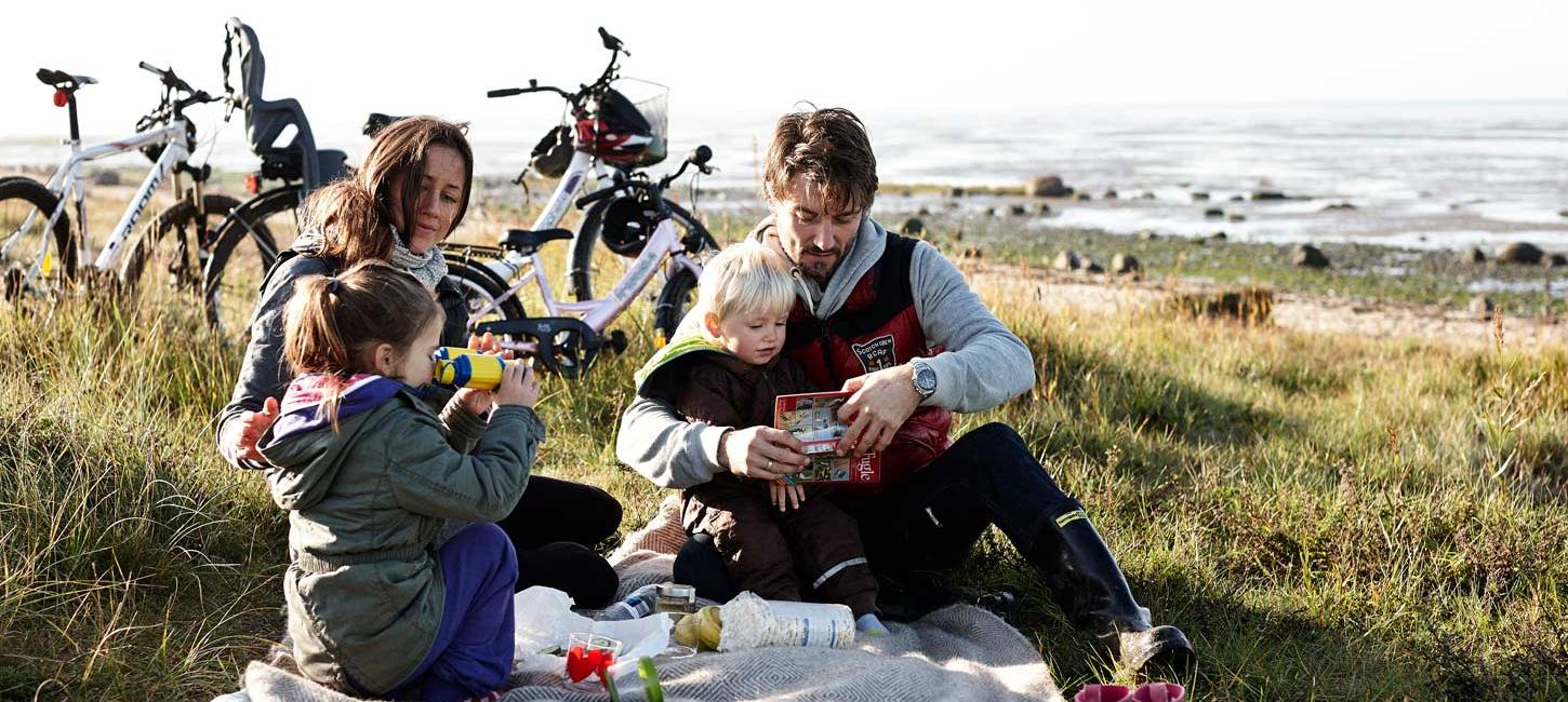 Cykelfamilie ved Vadehavet
