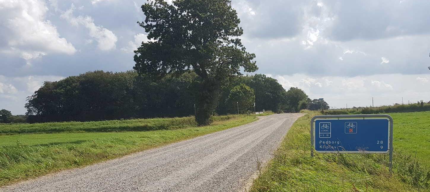 Hærvejens cykelrute ved Urnehoved med skiltning