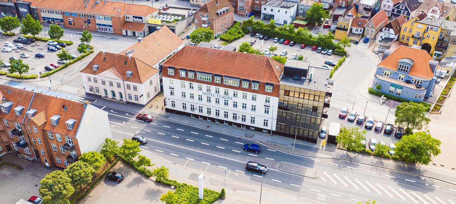 Luftfoto af Hotel Europa i Aabenraa