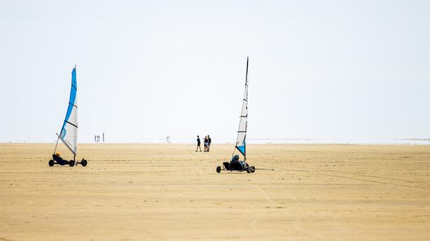 Blokarts på den brede strand på Rømø