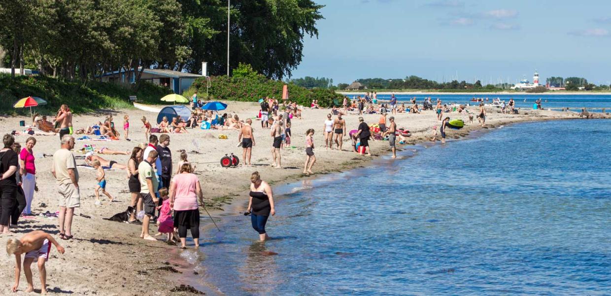 Badestranden ved Gammelbro Camping