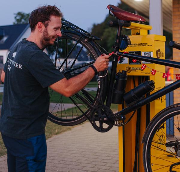 Bike Station i brug på Gammelmark Strand Camping