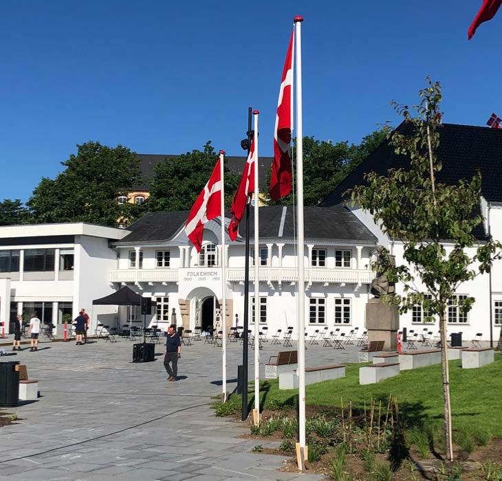 Genforeningsparken ved Folkehjem i Aabenraa med flagallé