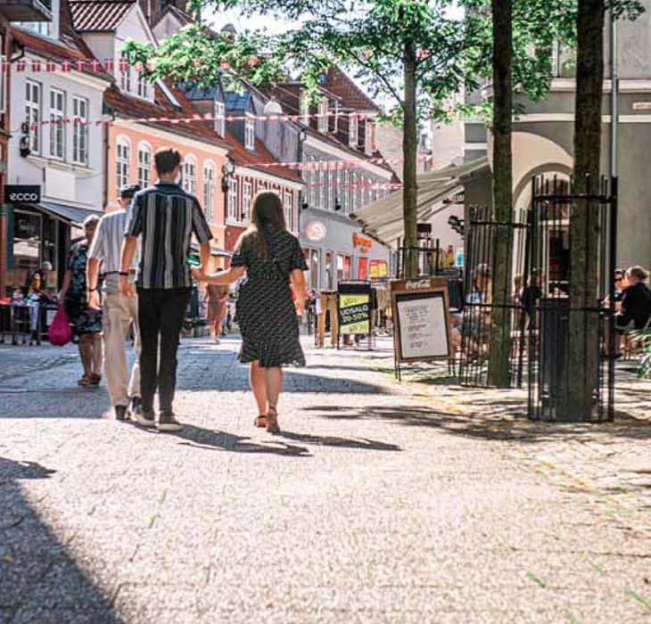 Købstadshygge i gågaden i Haderslev